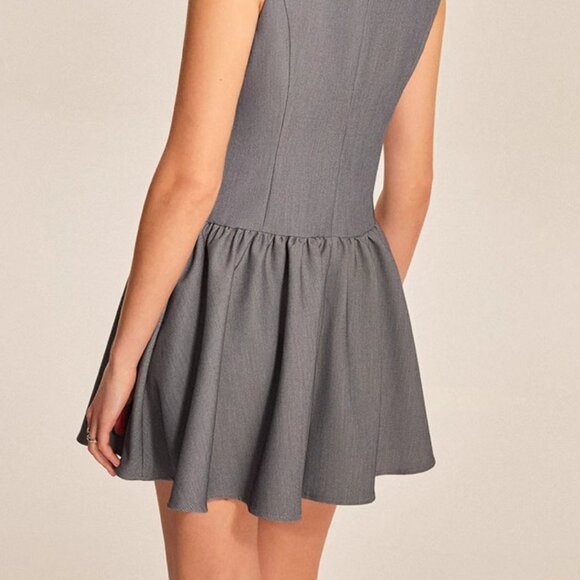 Round Neck Sleeveless Ruffled Mini Dress | New Mini Buttoned Dress - Picture 9 of 9